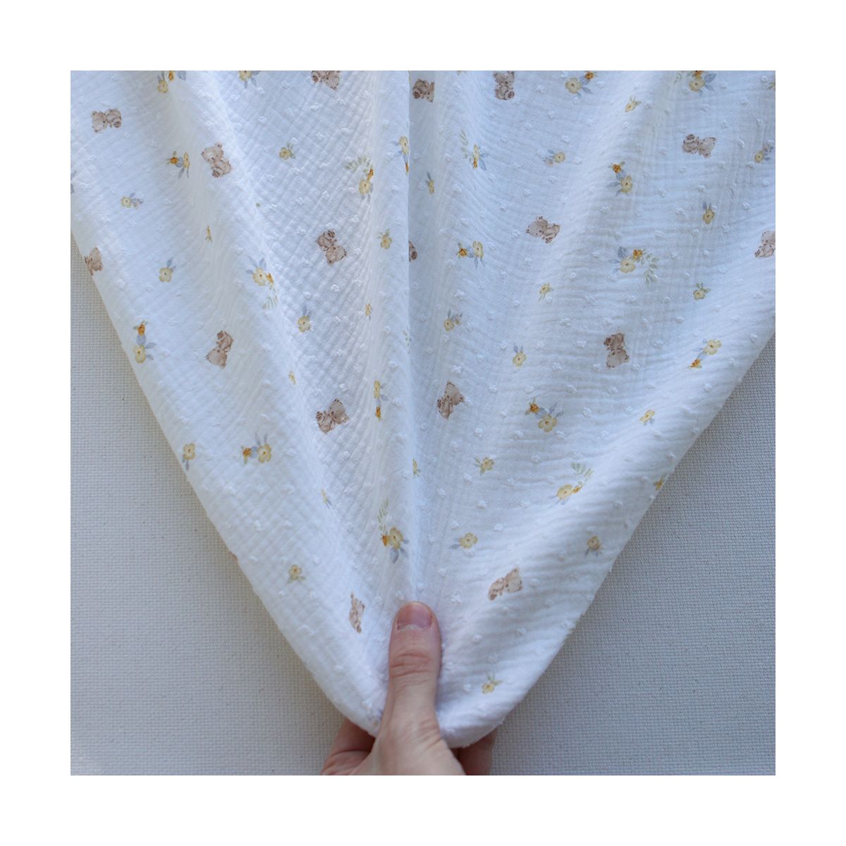 Noah - Double gaze de coton motif petits oursons