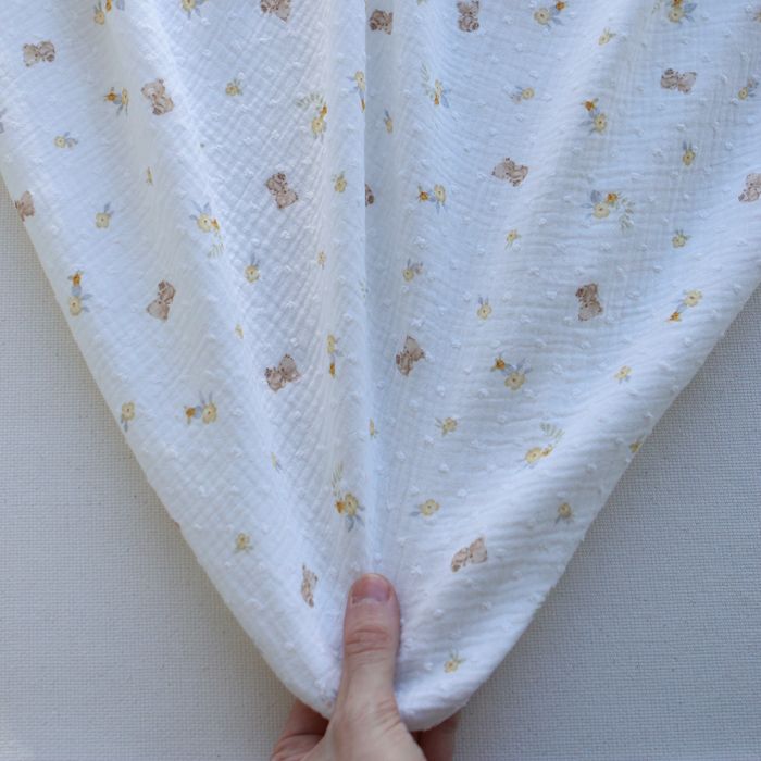Noah - Double gaze de coton motif petits oursons