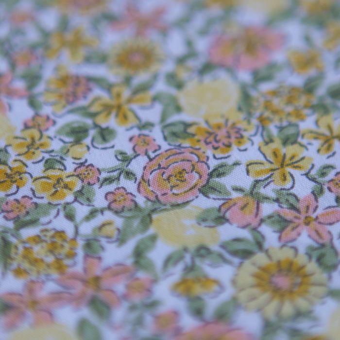 Elsa - Popeline de coton imprimé fleuri jaune