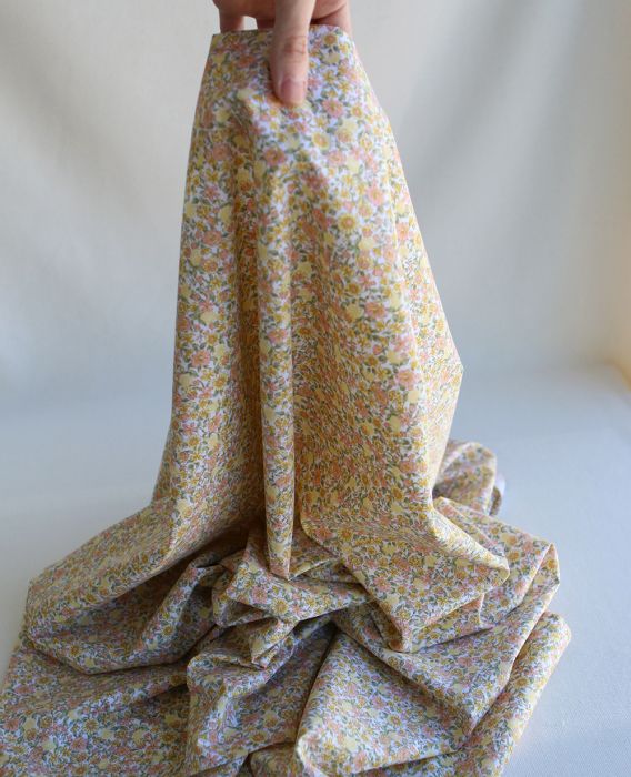 Elsa - Popeline de coton imprimé fleuri jaune