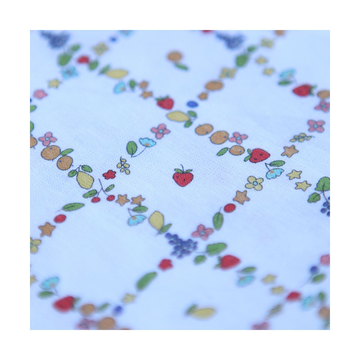 Sofia - Popeline de coton BIO douce qualité SWEET lait quadrillage mini fruits