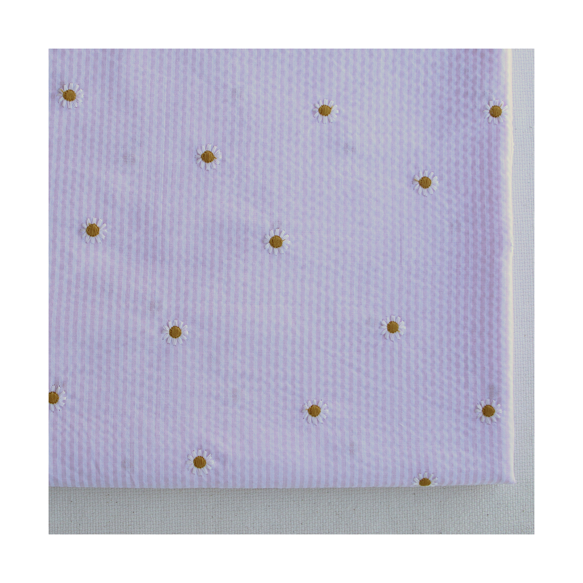 Tissu coton| rayures |Seersucker coton gaufré blanc rose doux broderie mètre