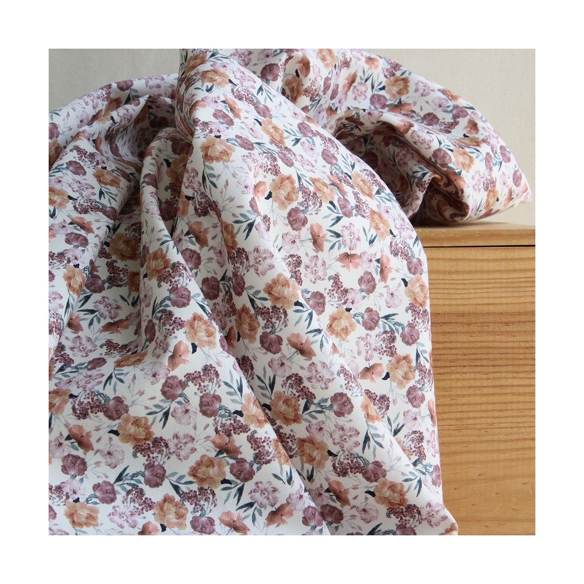 Tissu popeline sergé coton organique imprimé fleuri douce et fluide