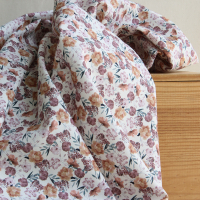Tissu popeline sergé coton organique imprimé fleuri douce et fluide