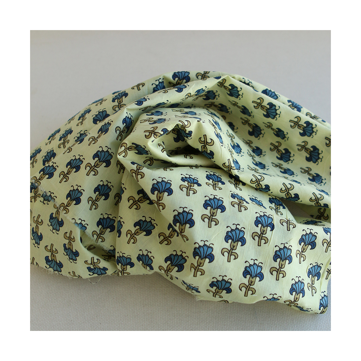 Au mètre - Tissu indien coton hand block traditionnel