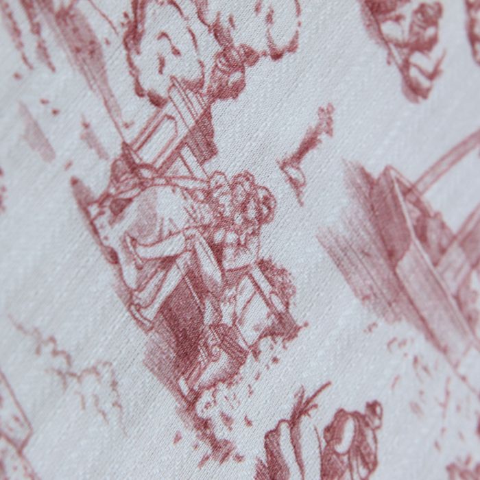 Eleonore - Tissu coton texturé imprimé toile de Jouy coloris lie de vin