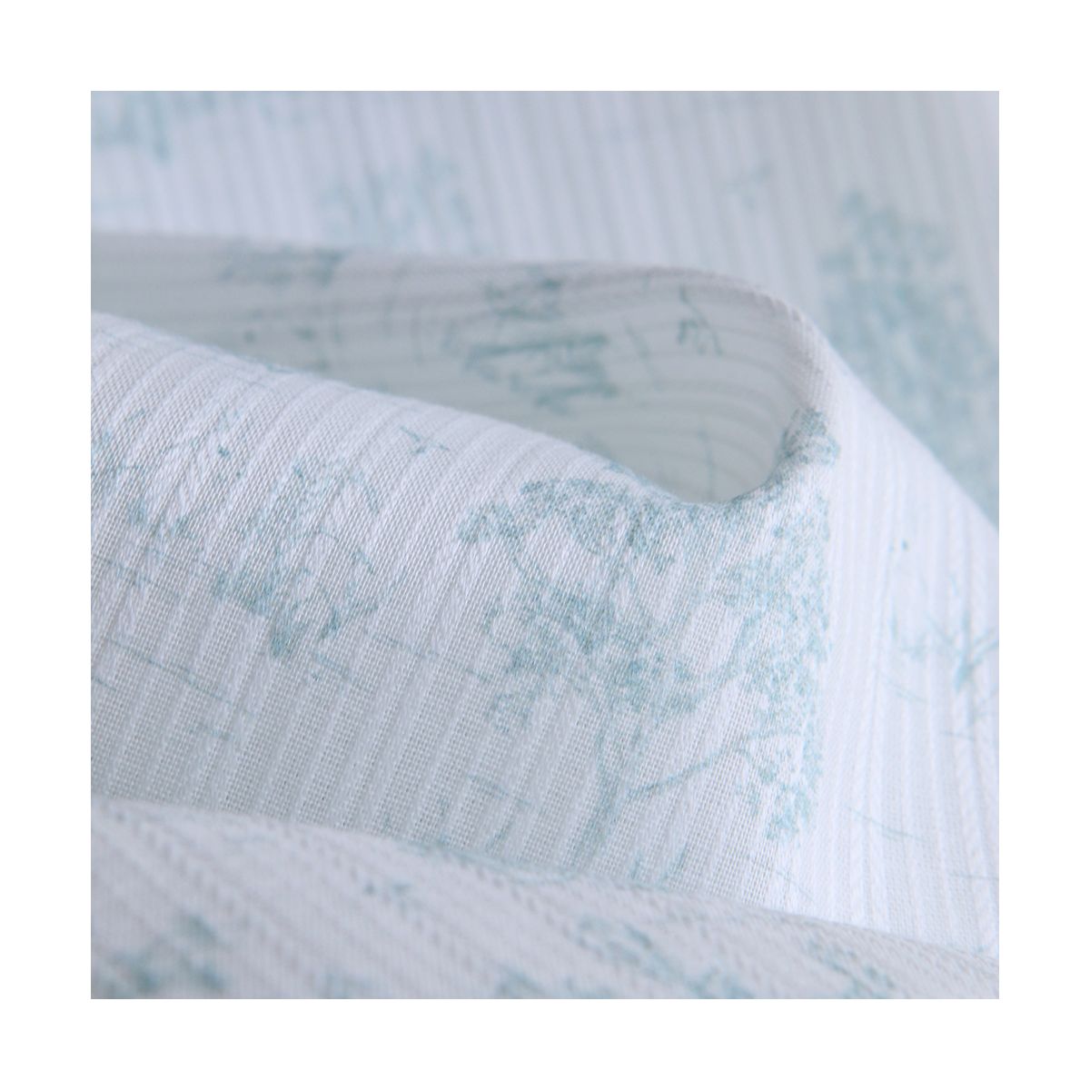 Bertille - Tissu coton texturé imprimé toile de Jouy coloris jade