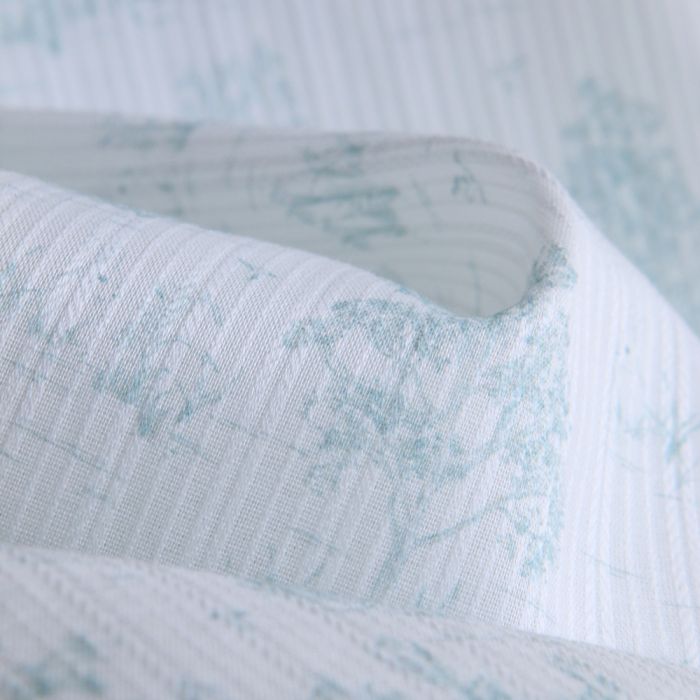 Bertille - Tissu coton texturé imprimé toile de Jouy coloris jade