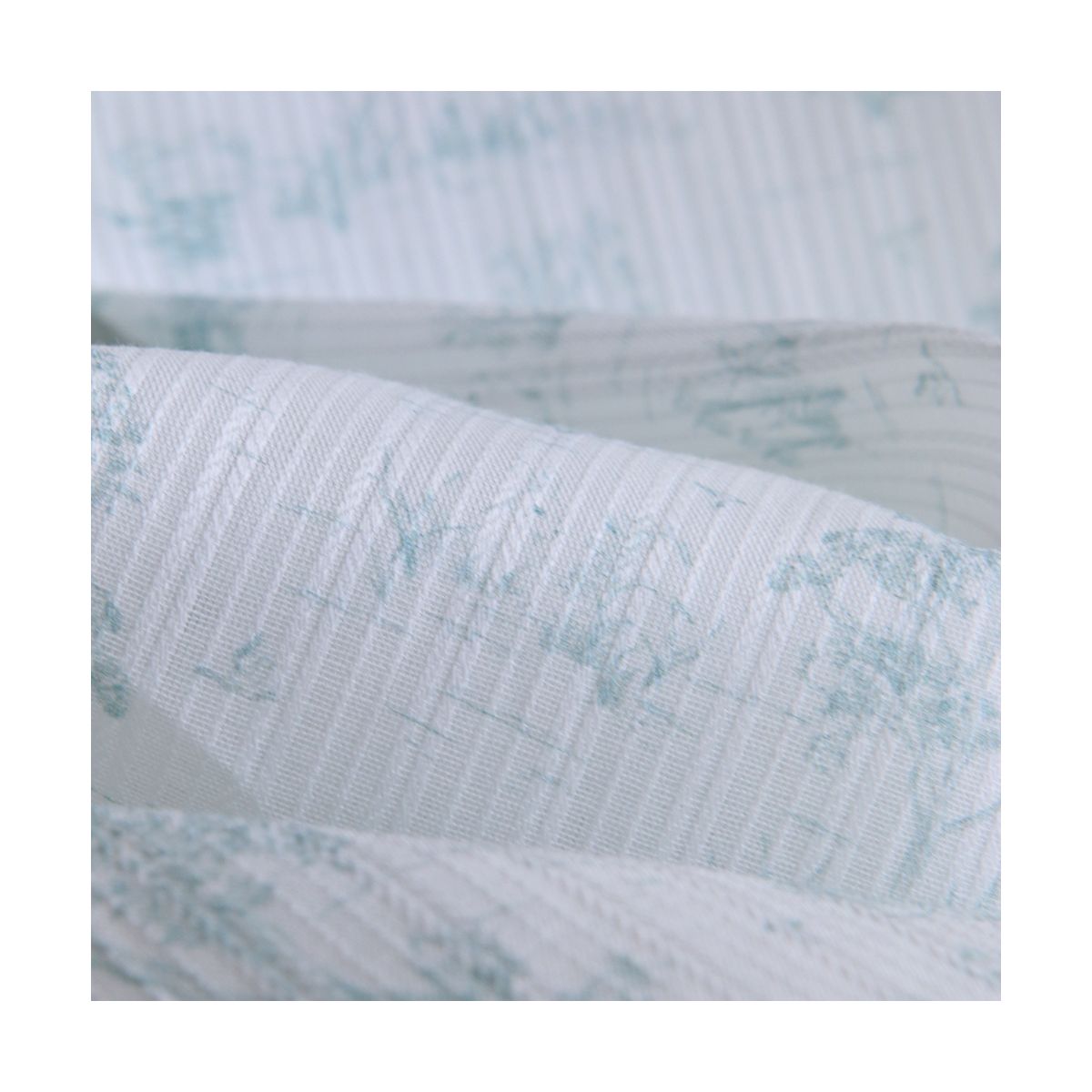 Bertille - Tissu coton texturé imprimé toile de Jouy coloris jade