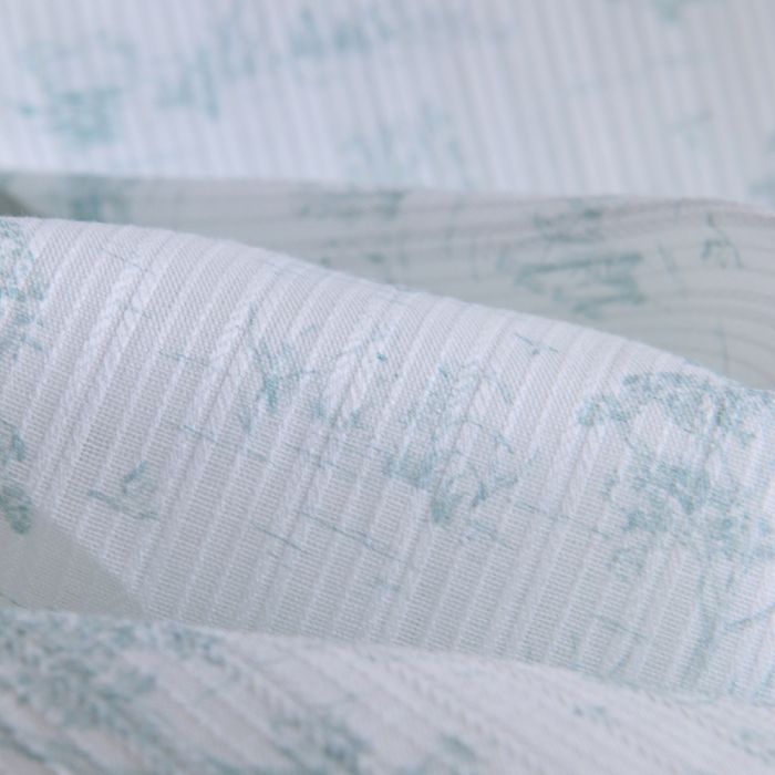 Bertille - Tissu coton texturé imprimé toile de Jouy coloris jade