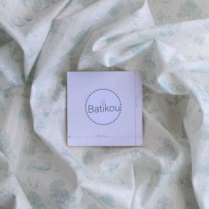 Bertille - Tissu coton texturé imprimé toile de Jouy coloris jade