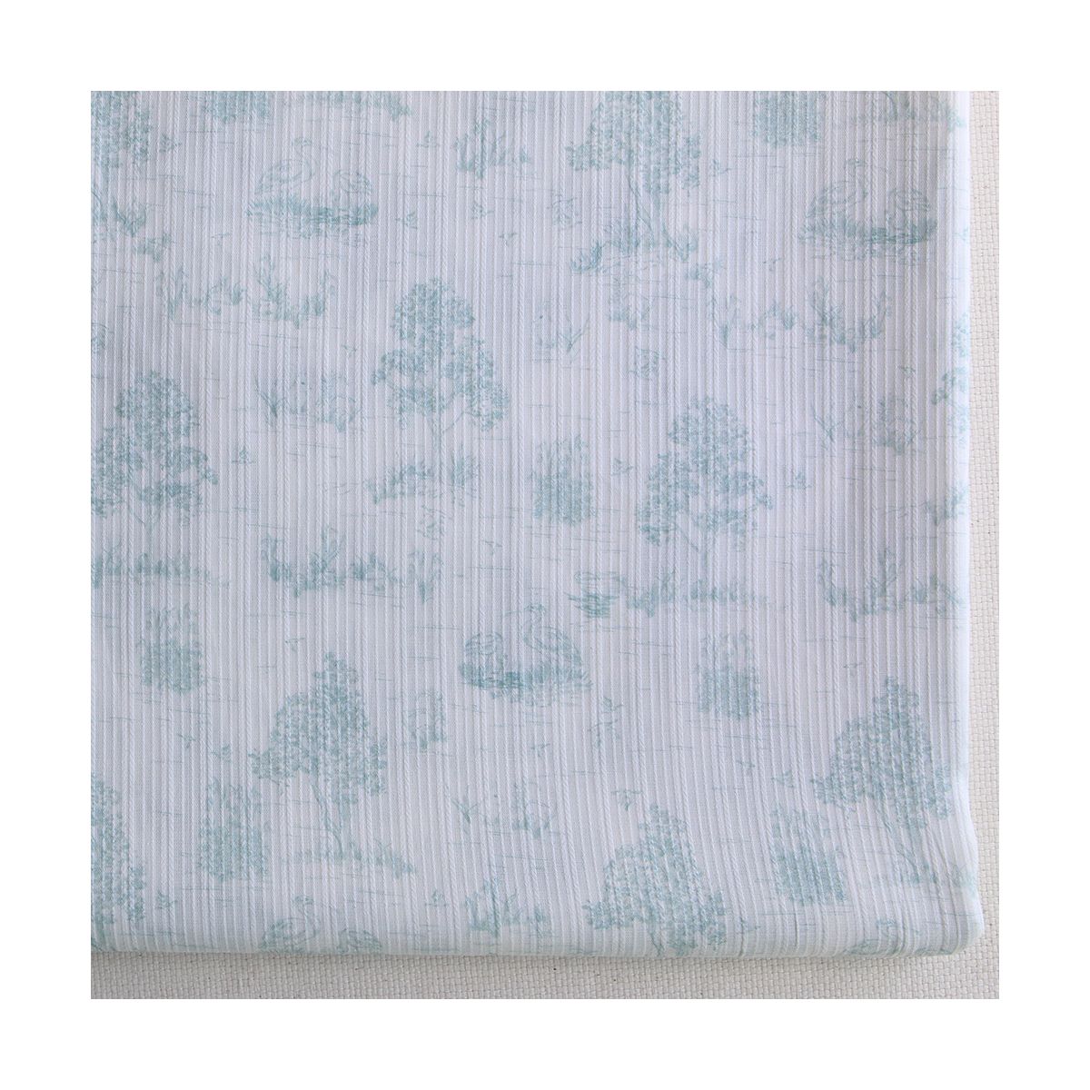 Bertille - Tissu coton texturé imprimé toile de Jouy coloris jade