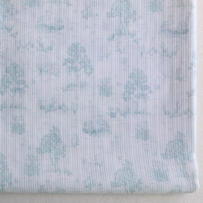Bertille - Tissu coton texturé imprimé toile de Jouy coloris jade