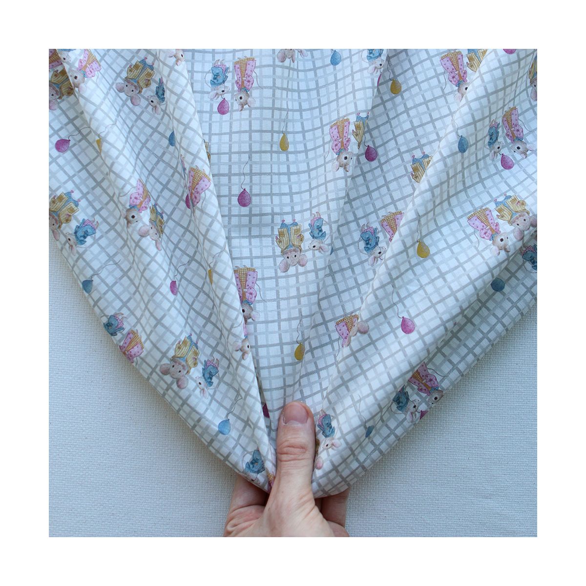 Popeline de coton BIO quadrillage gris et souris