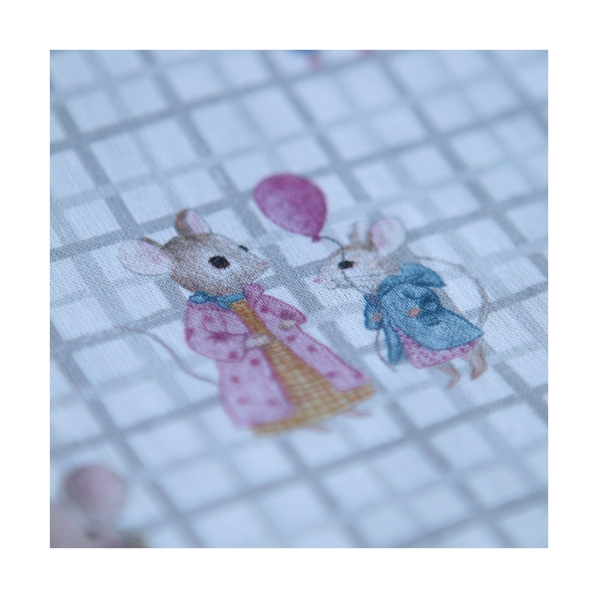 Popeline de coton BIO quadrillage gris et souris