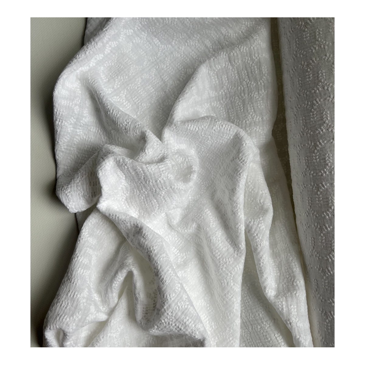 Double gaze de coton broderie anglaise coloris blanc Qualité Oeko-tex - 3