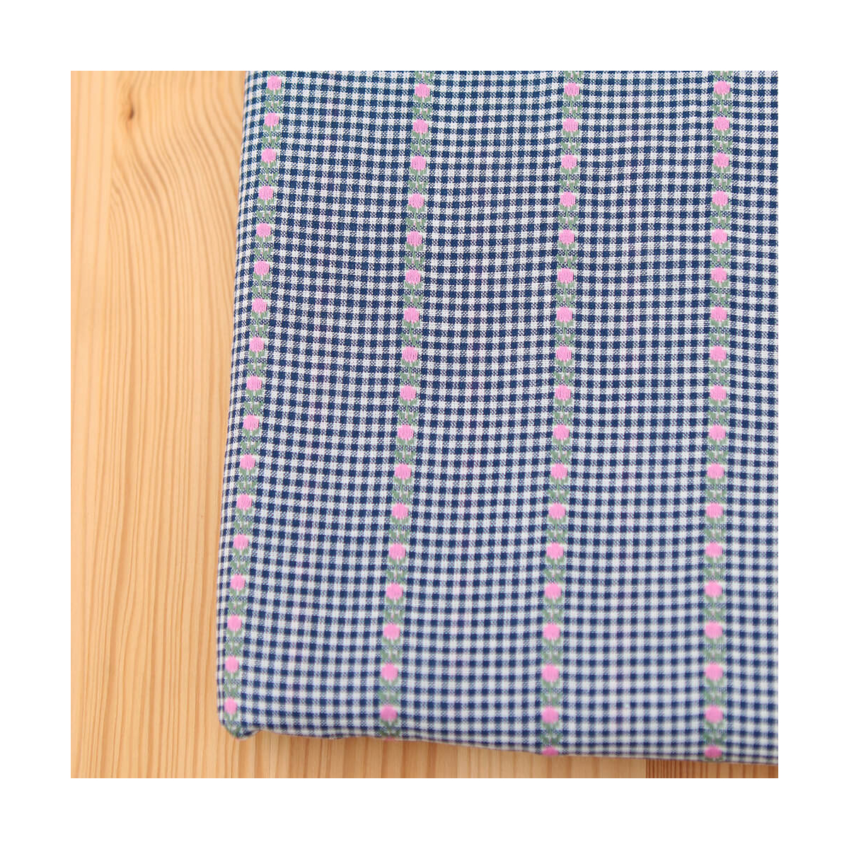 Rosanna - Tissu coton vichy jacquard avec petites fleurs roses