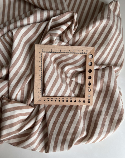 Coton chiné aspect brut rayures moyennes 7mm coloris caramel au beurre salé Batikou - 1 2