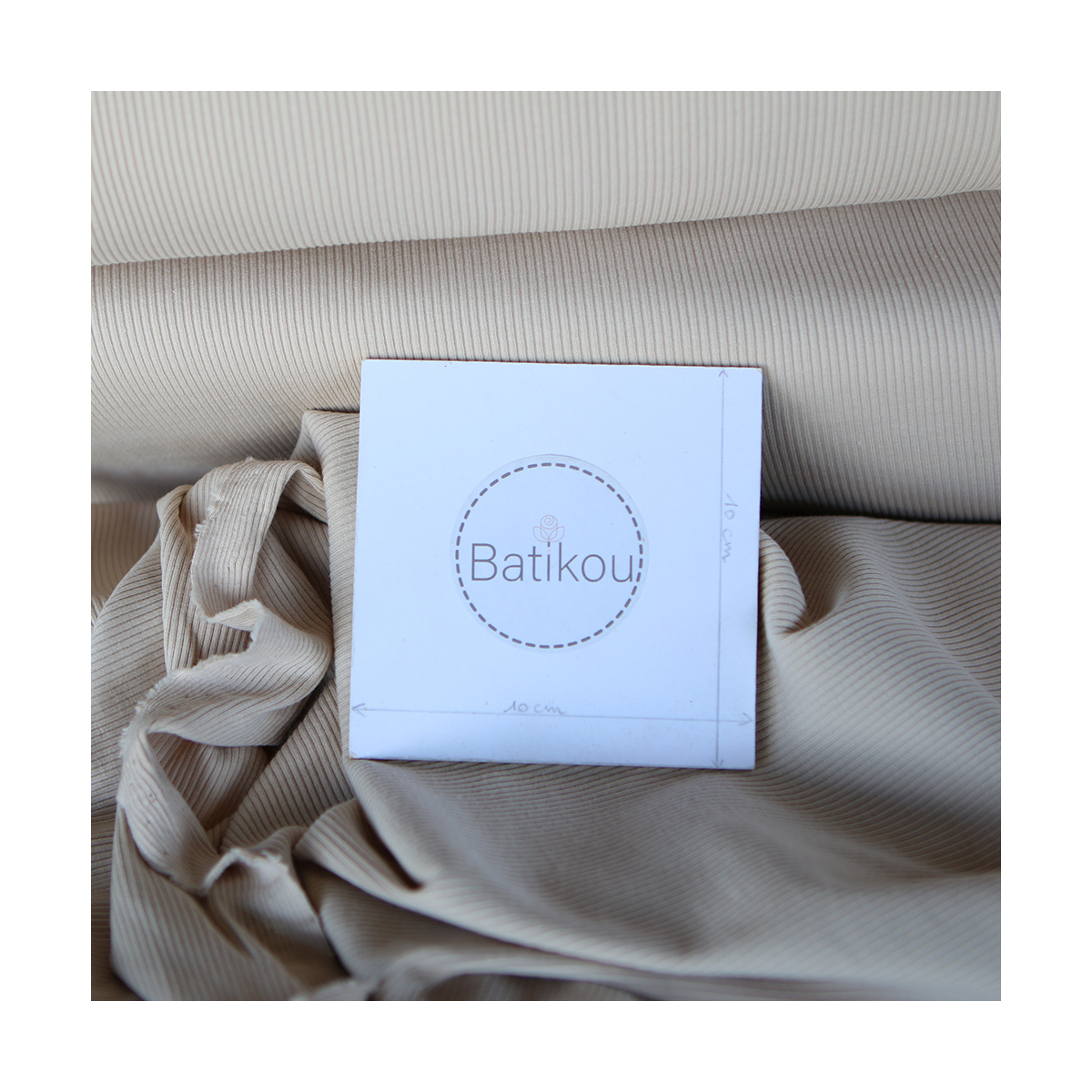 Jersey coton côtes fines coloris beige latte