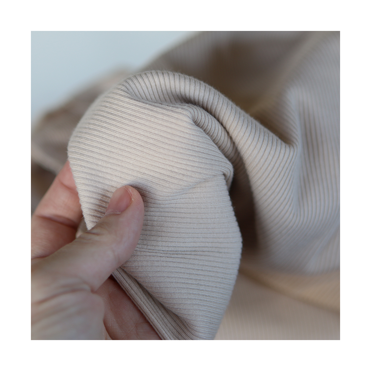Jersey coton côtes fines coloris beige latte