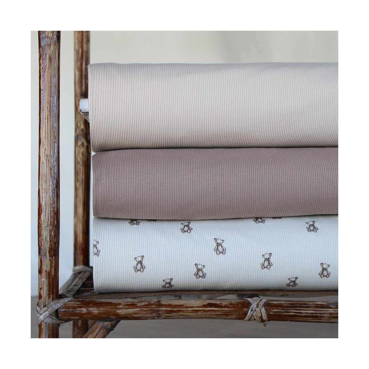 Jersey coton côtes fines coloris beige latte
