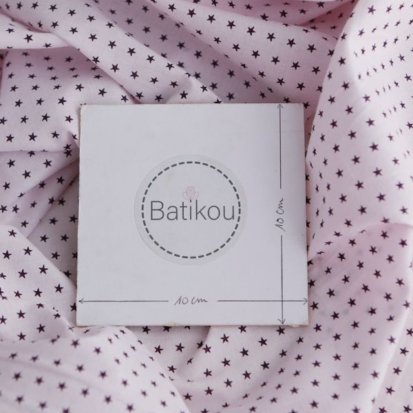 Frou-frou / Batiste de coton imprimé petites étoiles rose 2