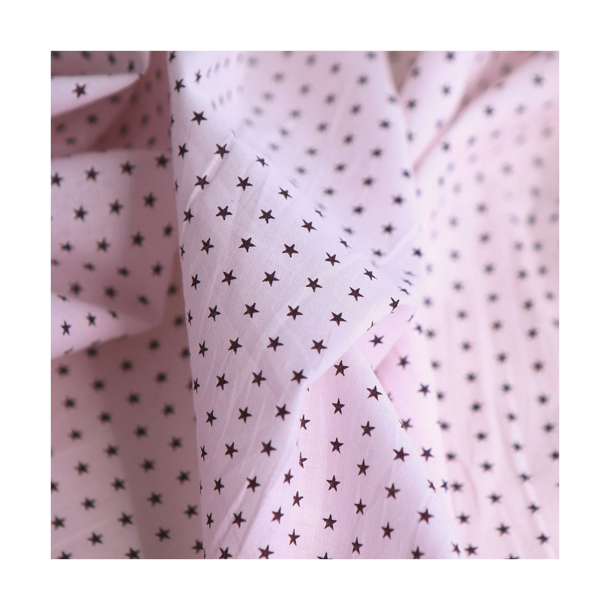 Frou-frou / Batiste de coton imprimé petites étoiles rose