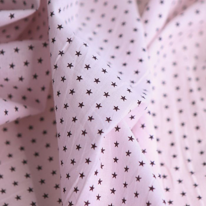 Frou-frou / Batiste de coton imprimé petites étoiles rose