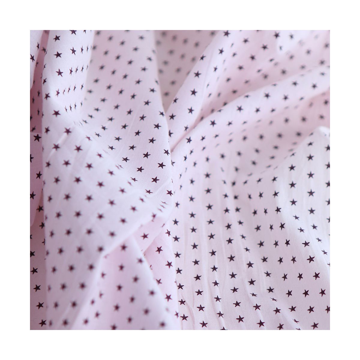 Frou-frou / Batiste de coton imprimé petites étoiles rose