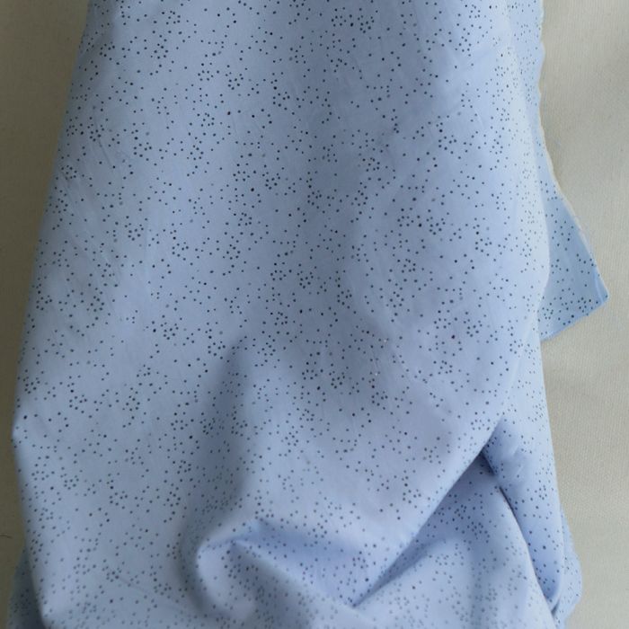 Chambray coton bleu clair nuée de pois marine