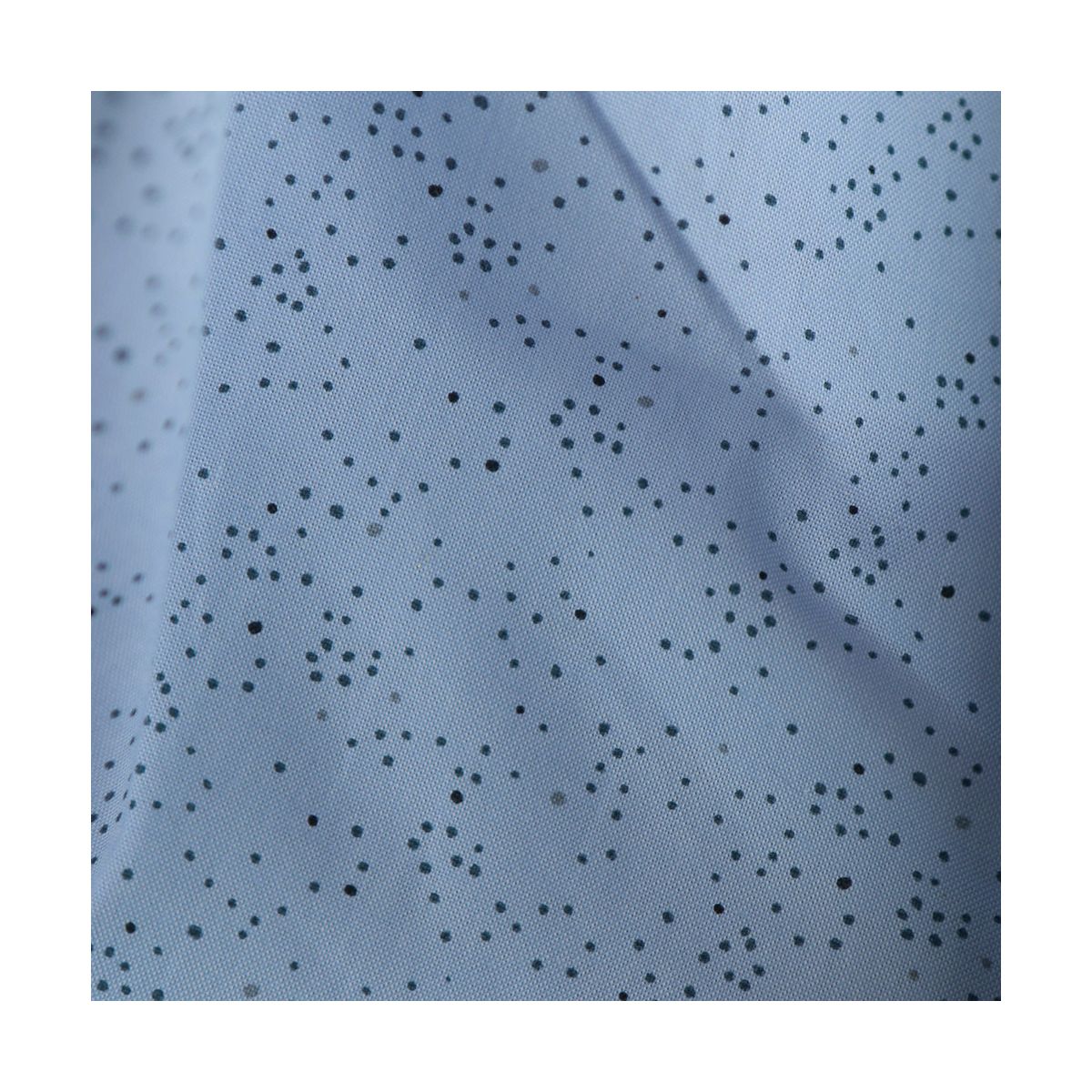 Chambray coton bleu clair nuée de pois marine