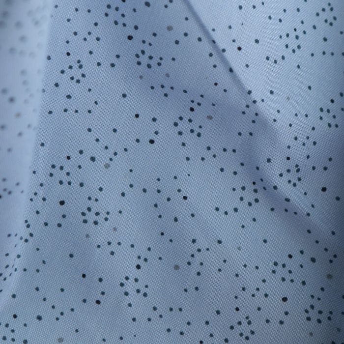 Chambray coton bleu clair nuée de pois marine