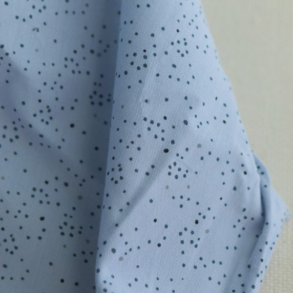Chambray coton bleu clair nuée de pois marine