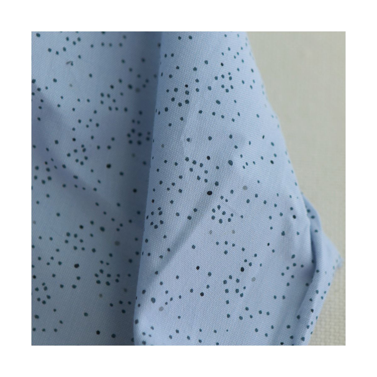 Chambray coton bleu clair nuée de pois marine