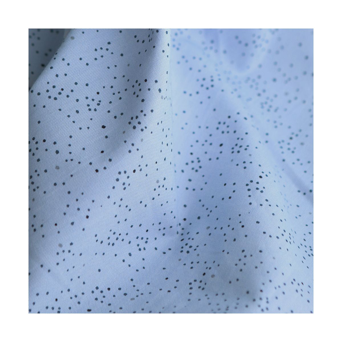 Chambray coton bleu clair nuée de pois marine