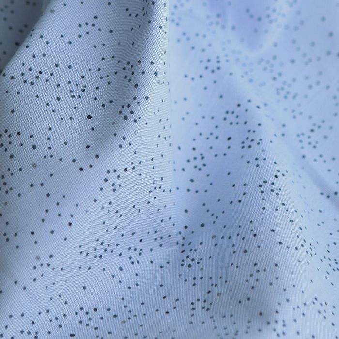 Chambray coton bleu clair nuée de pois marine