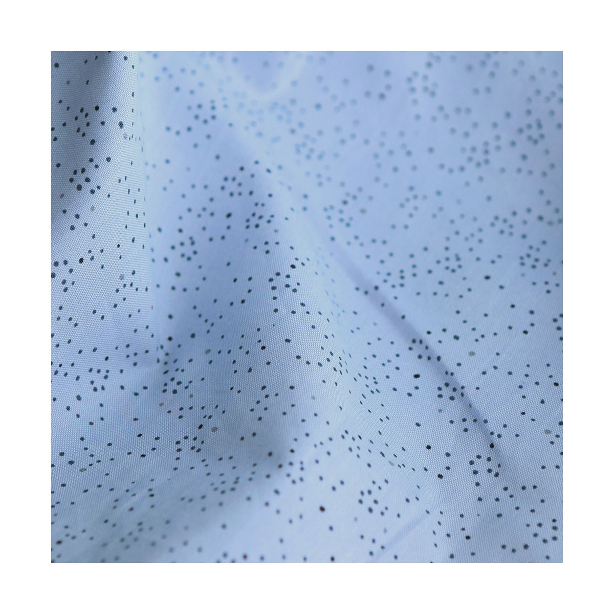 Chambray coton bleu clair nuée de pois marine