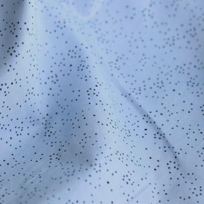 Chambray coton bleu clair nuée de pois marine