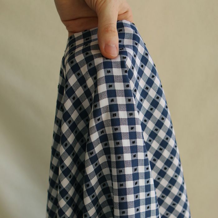 Vichy plumetis de coton et viscose coloris bleu marine