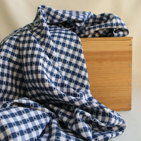 Vichy plumetis de coton et viscose coloris bleu marine