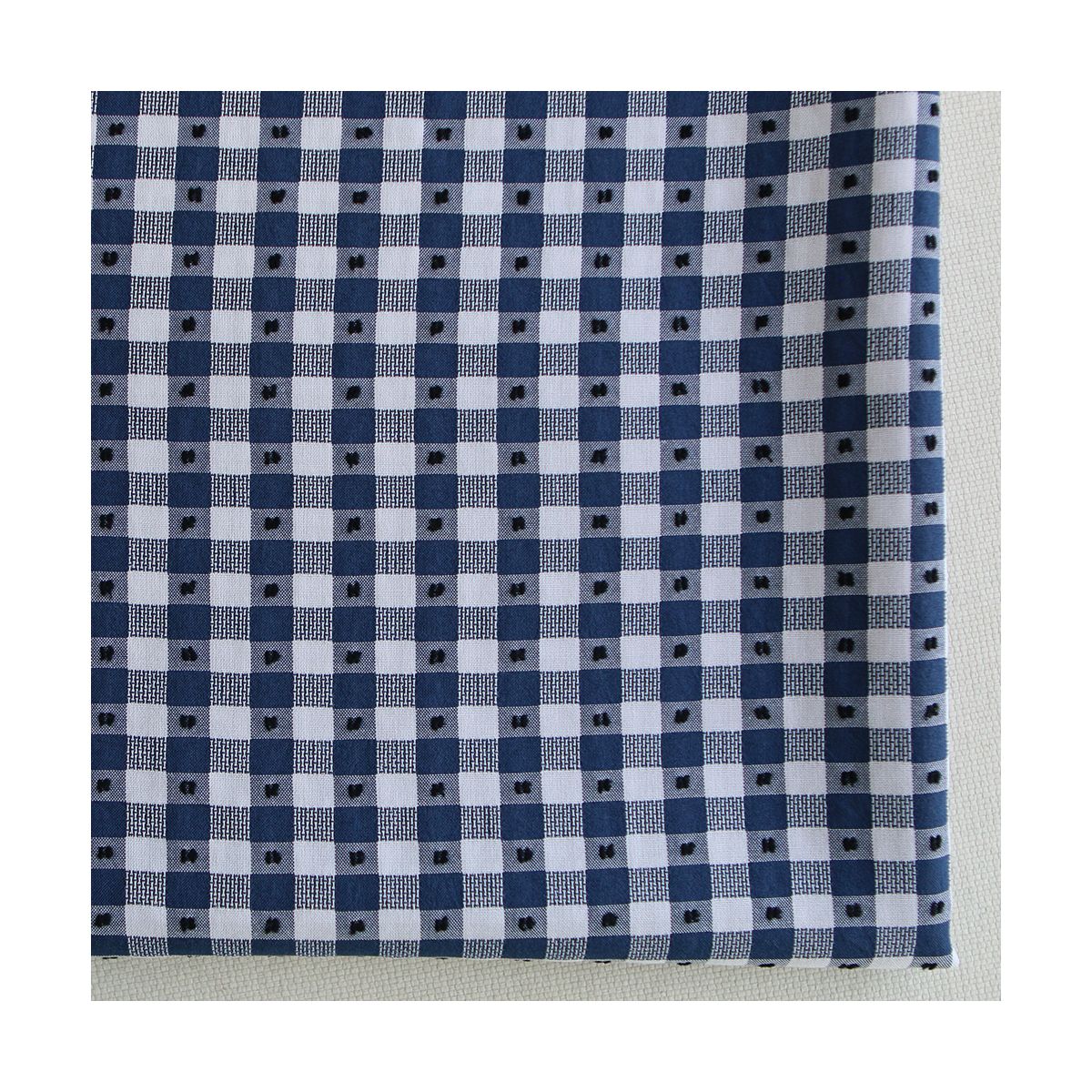 Vichy plumetis de coton et viscose coloris bleu marine