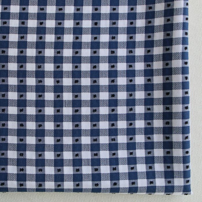 Vichy plumetis de coton et viscose coloris bleu marine