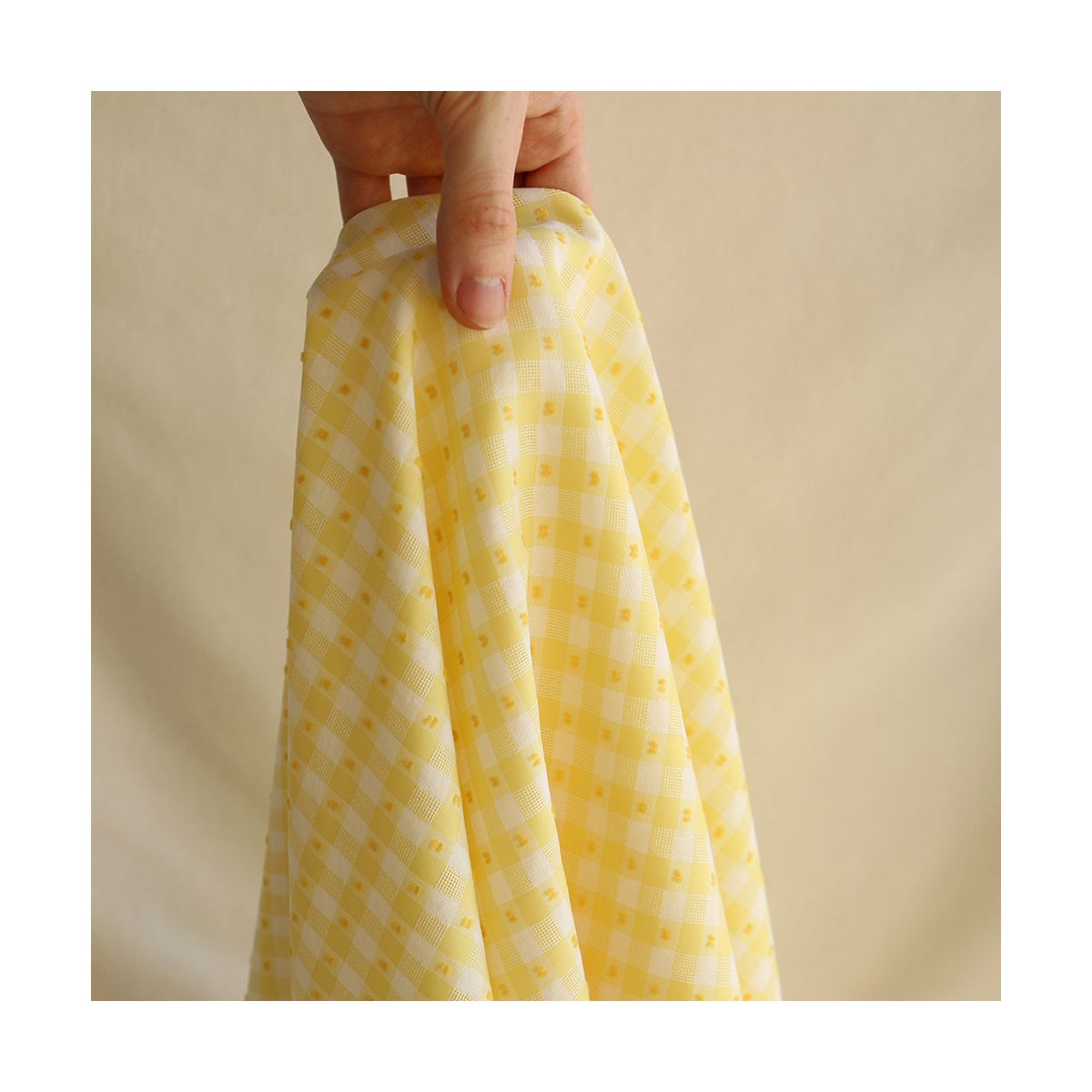 Vichy plumetis de coton et viscose coloris jaune