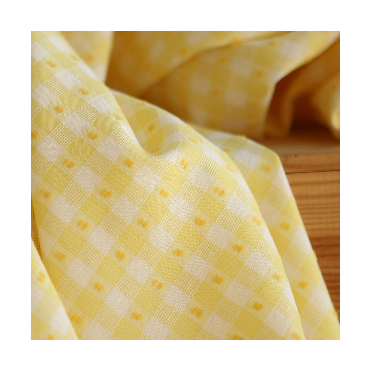 Vichy plumetis de coton et viscose coloris jaune