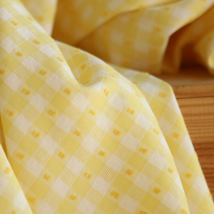 Vichy plumetis de coton et viscose coloris jaune