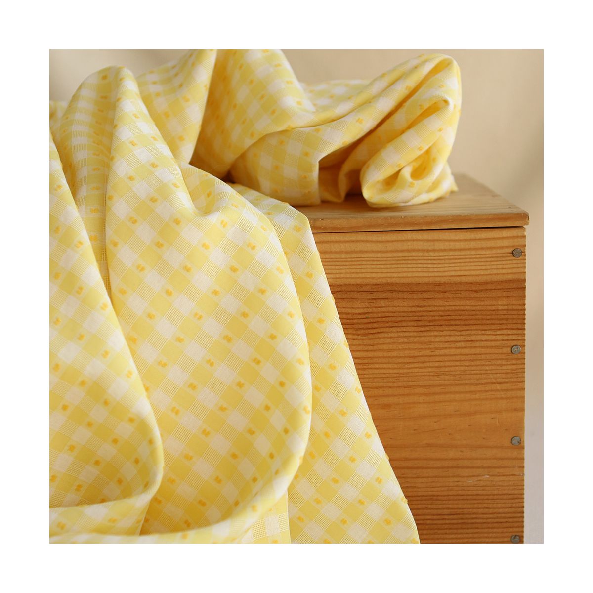 Vichy plumetis de coton et viscose coloris jaune