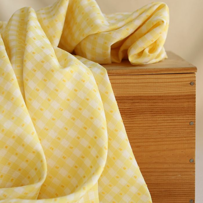 Vichy plumetis de coton et viscose coloris jaune
