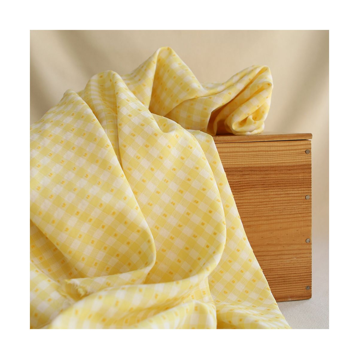 Vichy plumetis de coton et viscose coloris jaune