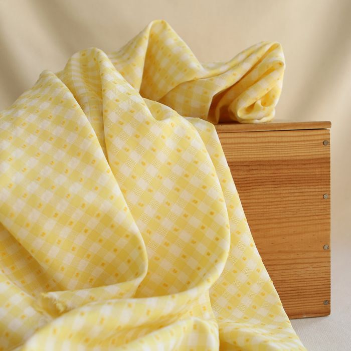 Vichy plumetis de coton et viscose coloris jaune