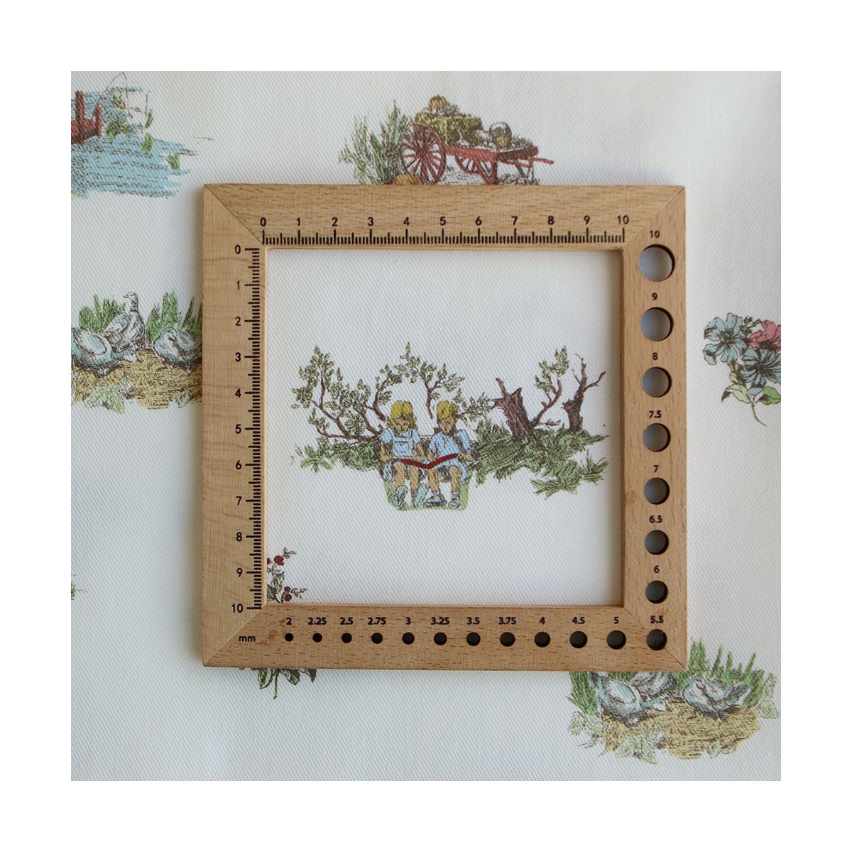 Geneviève - Tissu sergé / twill de coton organique imprimé toile jouy colorée